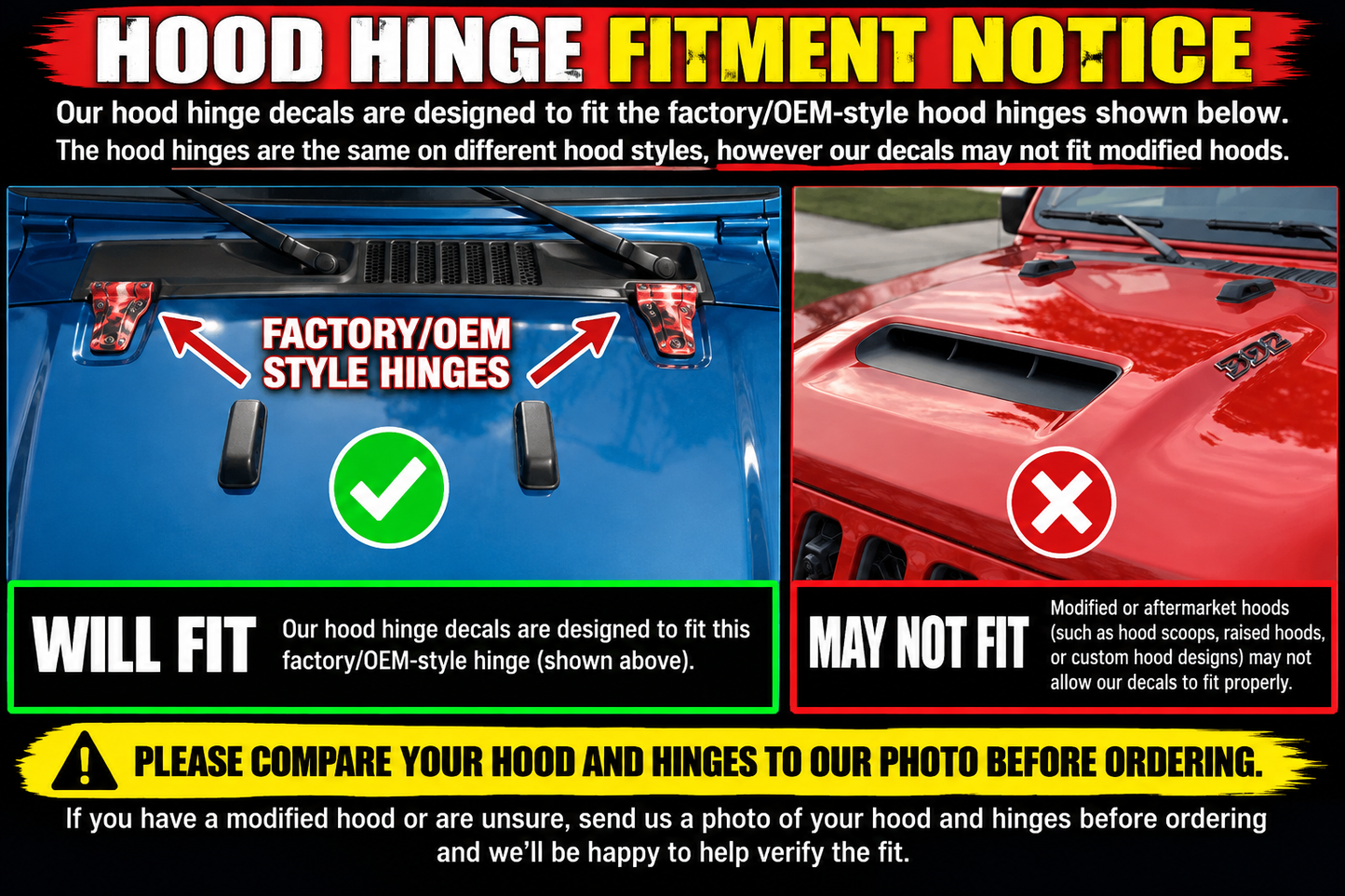 Camo hood hinge overlay decals 10