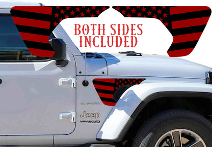 black and Red Flag fender vent for the JL or JT 2018 or newer