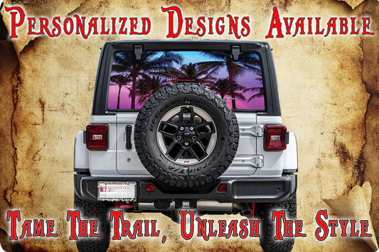 Beach sunrise Rear window see through graphic.