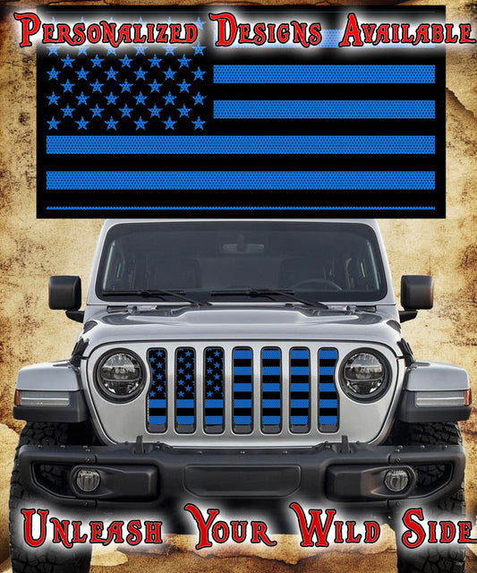 Blue and Black Flag grill insert