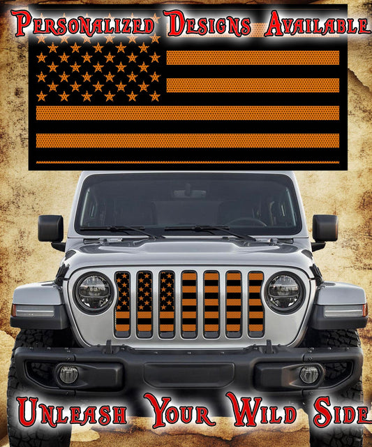 Orange and Black Flag grill insert