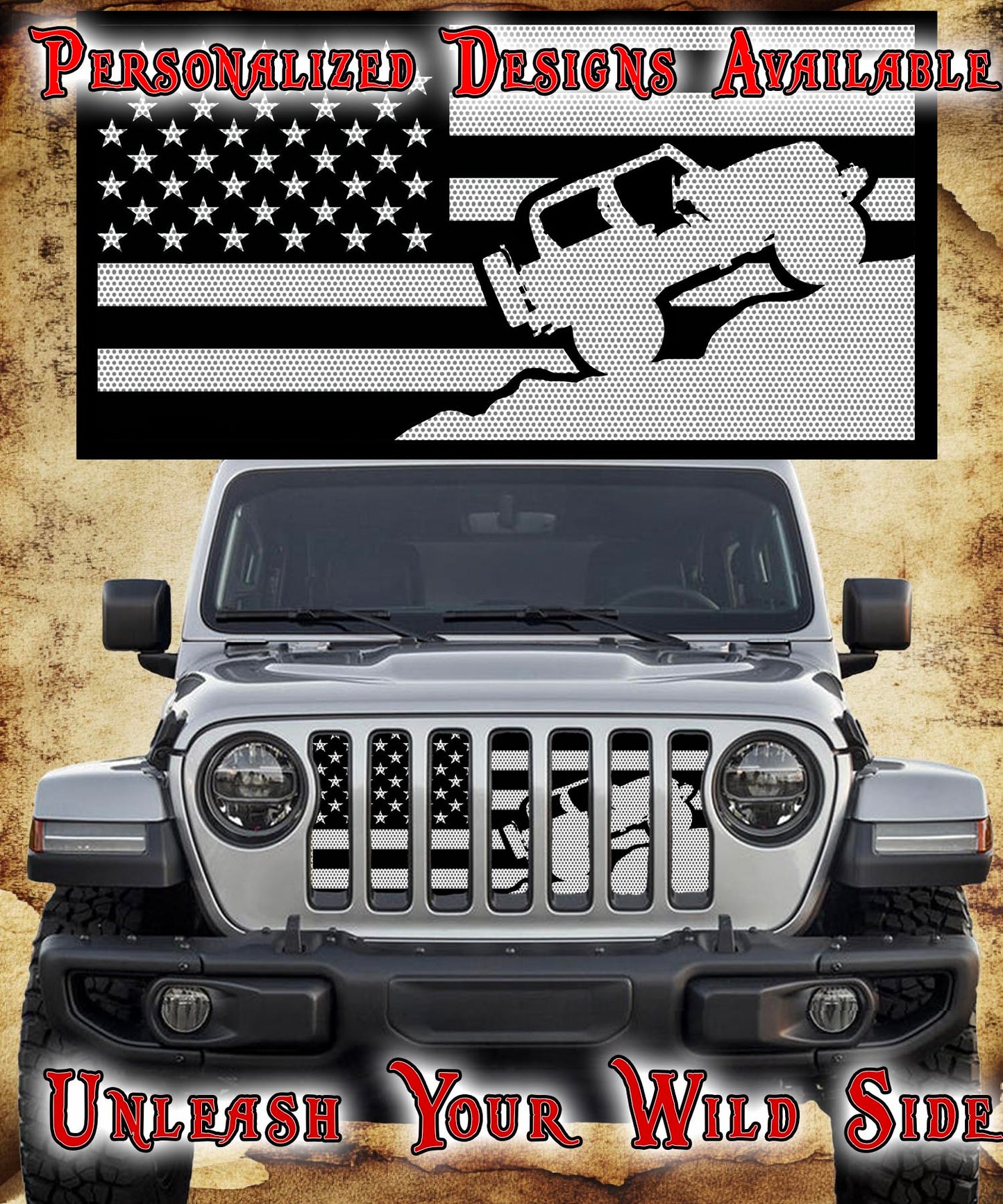 Black and White Crawler Flag grill insert