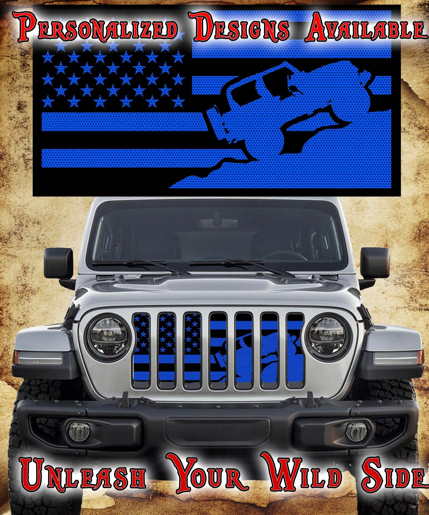 Blue Crawler Flag grill insert