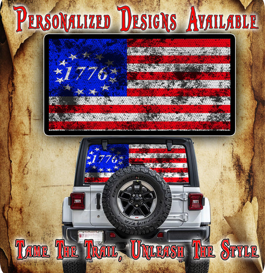 1776 American flag Rear window see through graphic