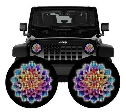 Flower yellow purple blue headlight decals