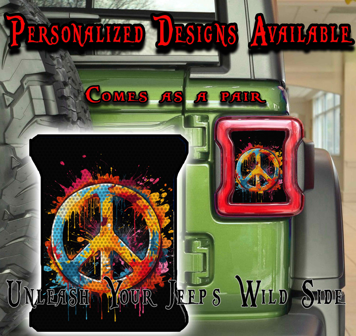 Peace print Taillight cover decal