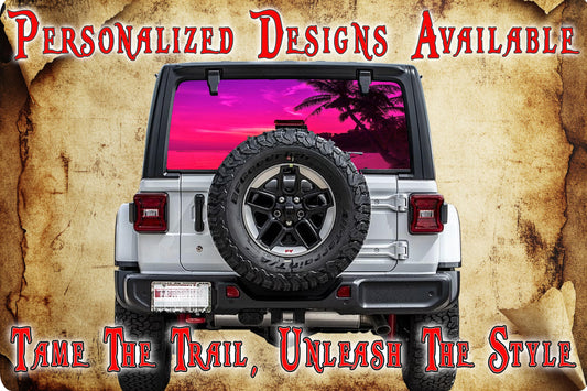 Beach sunrise Rear window see through graphic.