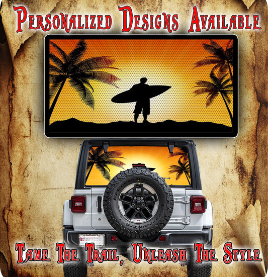 Beach sunrise Rear window see through graphic.