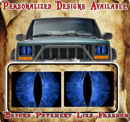 blue cat  Eye decals for YJ or 5x7 headlights