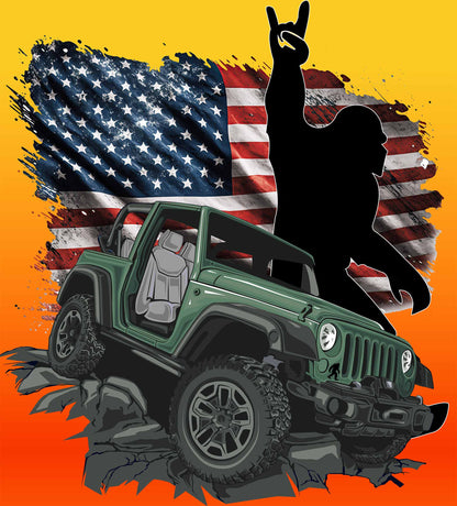 Bigfoot with flag