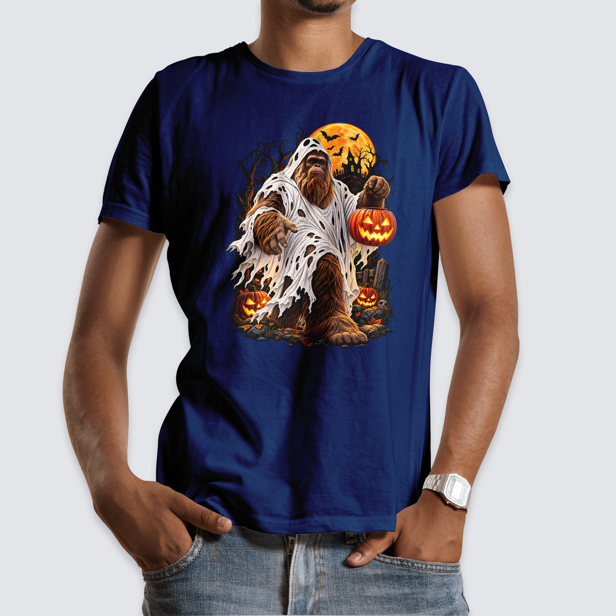 Ghost Bigfoot Halloween T-Shirt