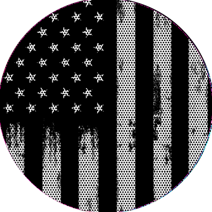 Black and white American flag headlight decal