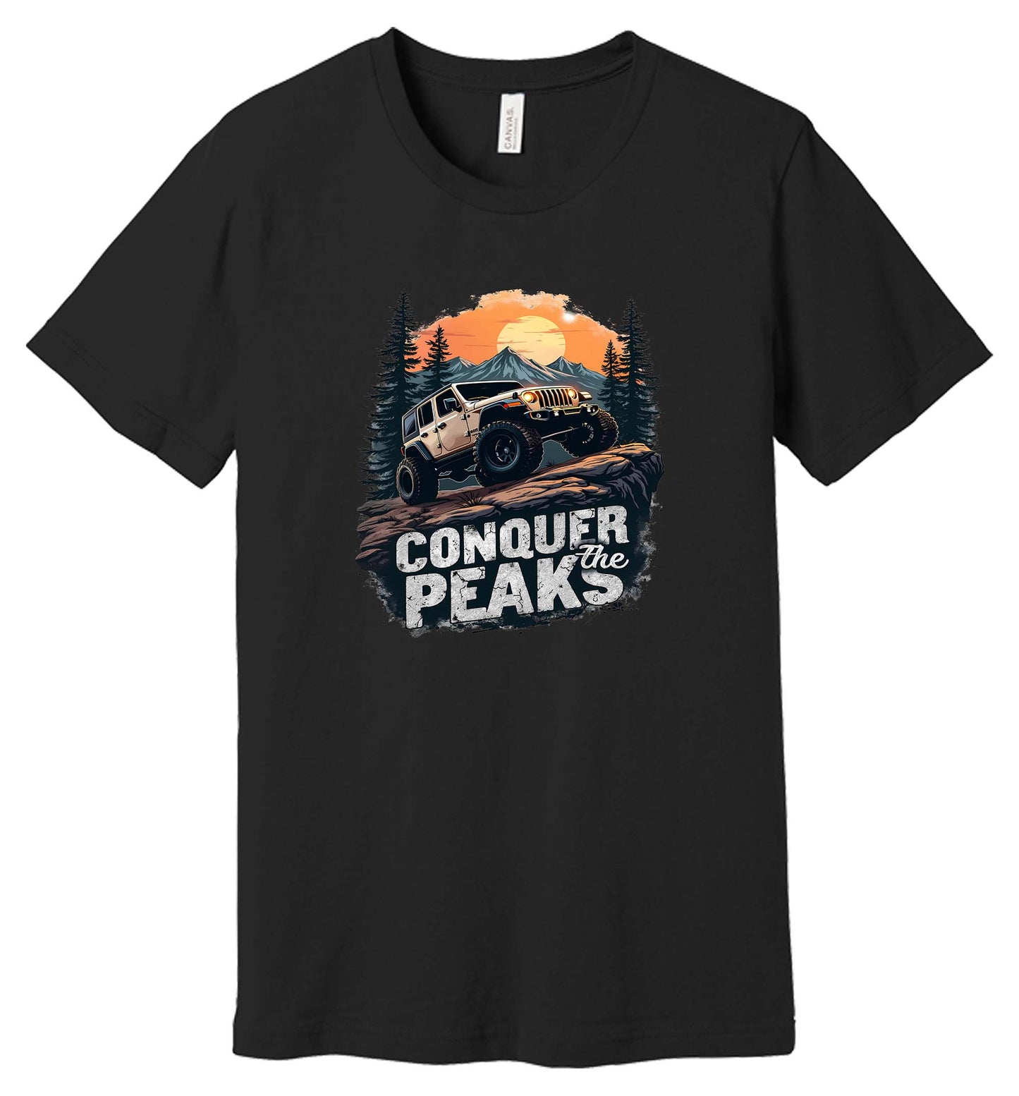 Off-Road Adventure T-Shirt, Conquer The Peaks Jeep Graphic