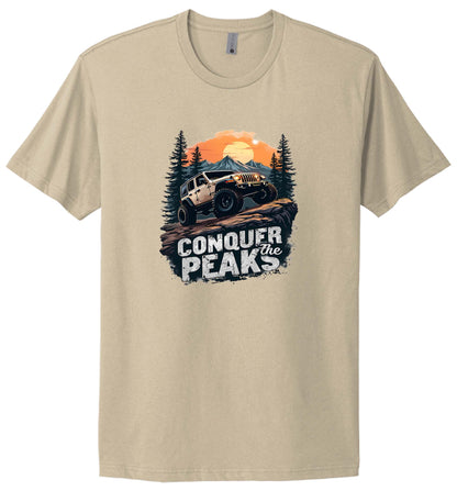 Off-Road Adventure T-Shirt, Conquer The Peaks Jeep Graphic