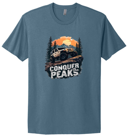 Off-Road Adventure T-Shirt, Conquer The Peaks Jeep Graphic