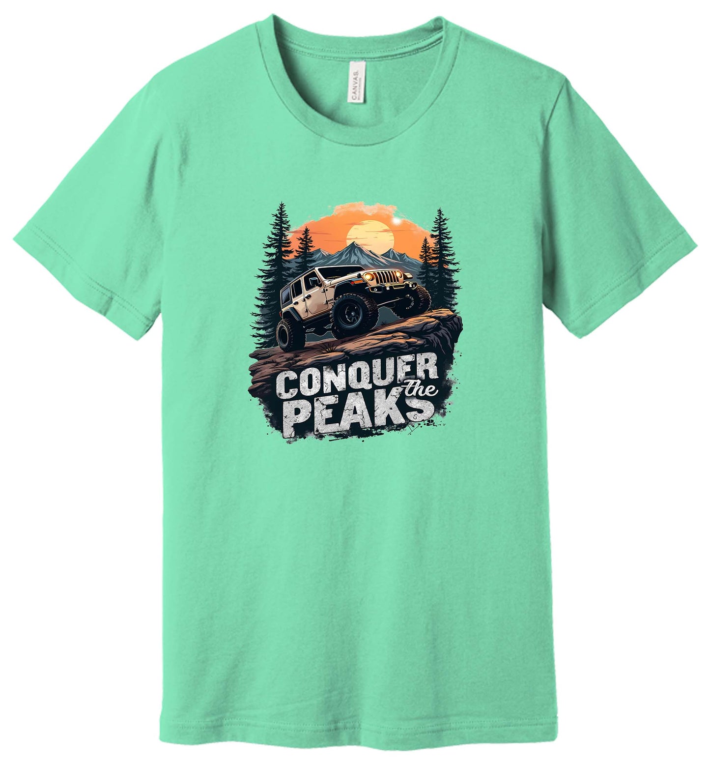 Off-Road Adventure T-Shirt, Conquer The Peaks Jeep Graphic