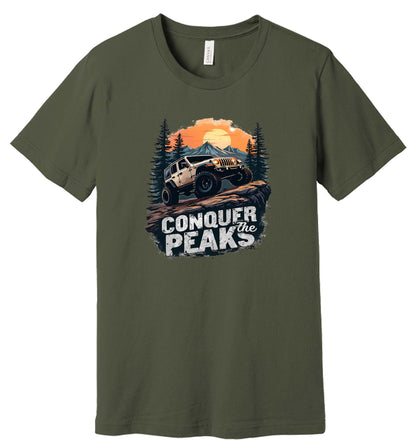 Off-Road Adventure T-Shirt, Conquer The Peaks Jeep Graphic