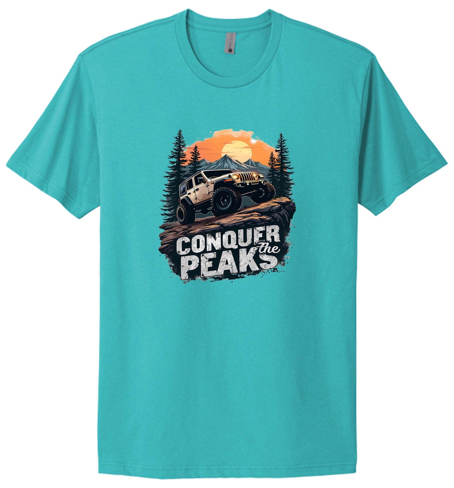 Off-Road Adventure T-Shirt, Conquer The Peaks Jeep Graphic