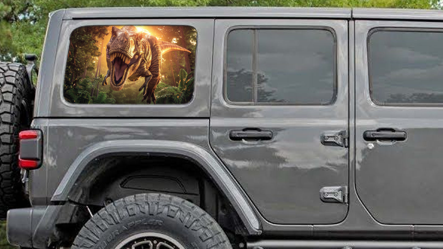 Rear quarter window see through graphic. Dino