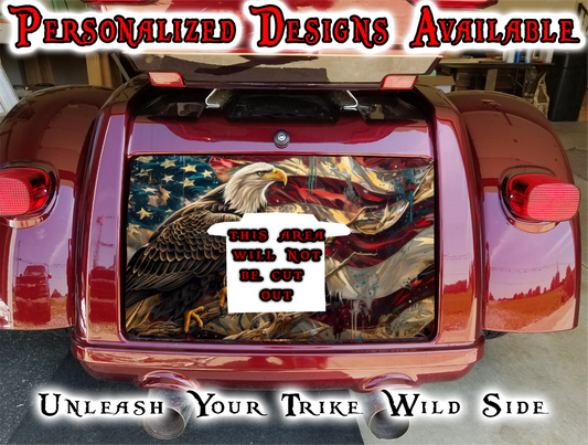 American flag eagle Harley Davidson Tri Glide trunk decal