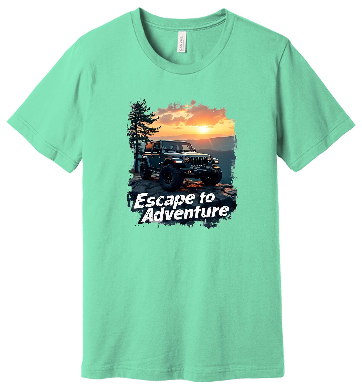 Escape to Adventure Off-Road Jeep Graphic T-Shirt, Sunset Design