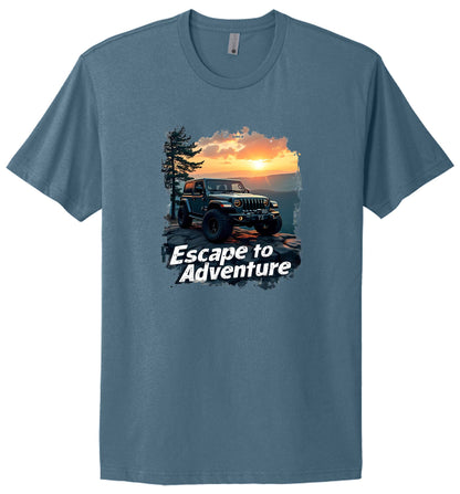 Escape to Adventure Off-Road Jeep Graphic T-Shirt, Sunset Design