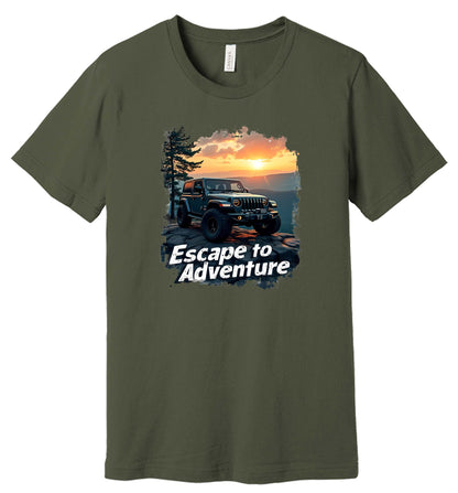 Escape to Adventure Off-Road Jeep Graphic T-Shirt, Sunset Design