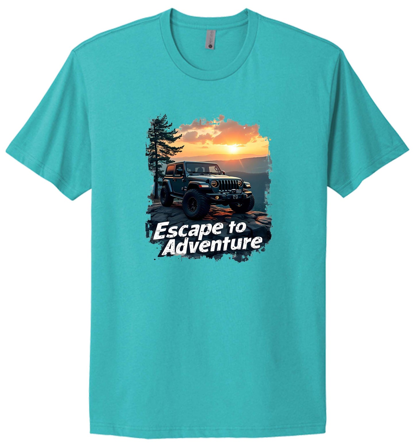 Escape to Adventure Off-Road Jeep Graphic T-Shirt, Sunset Design