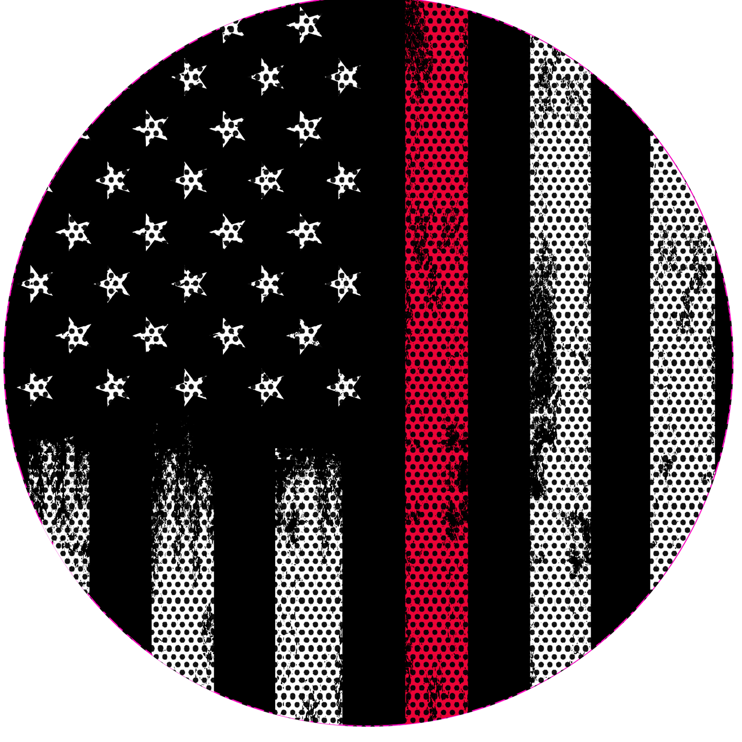 Black and white fire American flag headlight decal