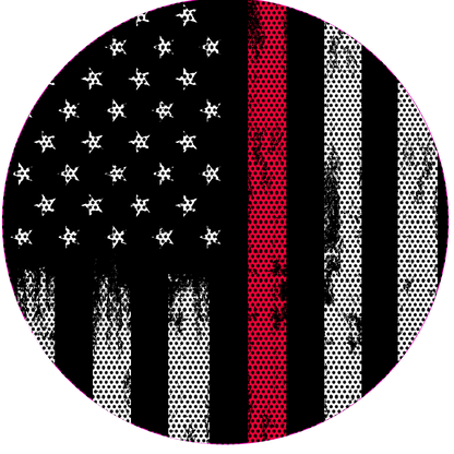 Black and white fire American flag headlight decal