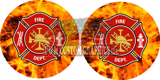 Fire fighter round jeep headlight decal