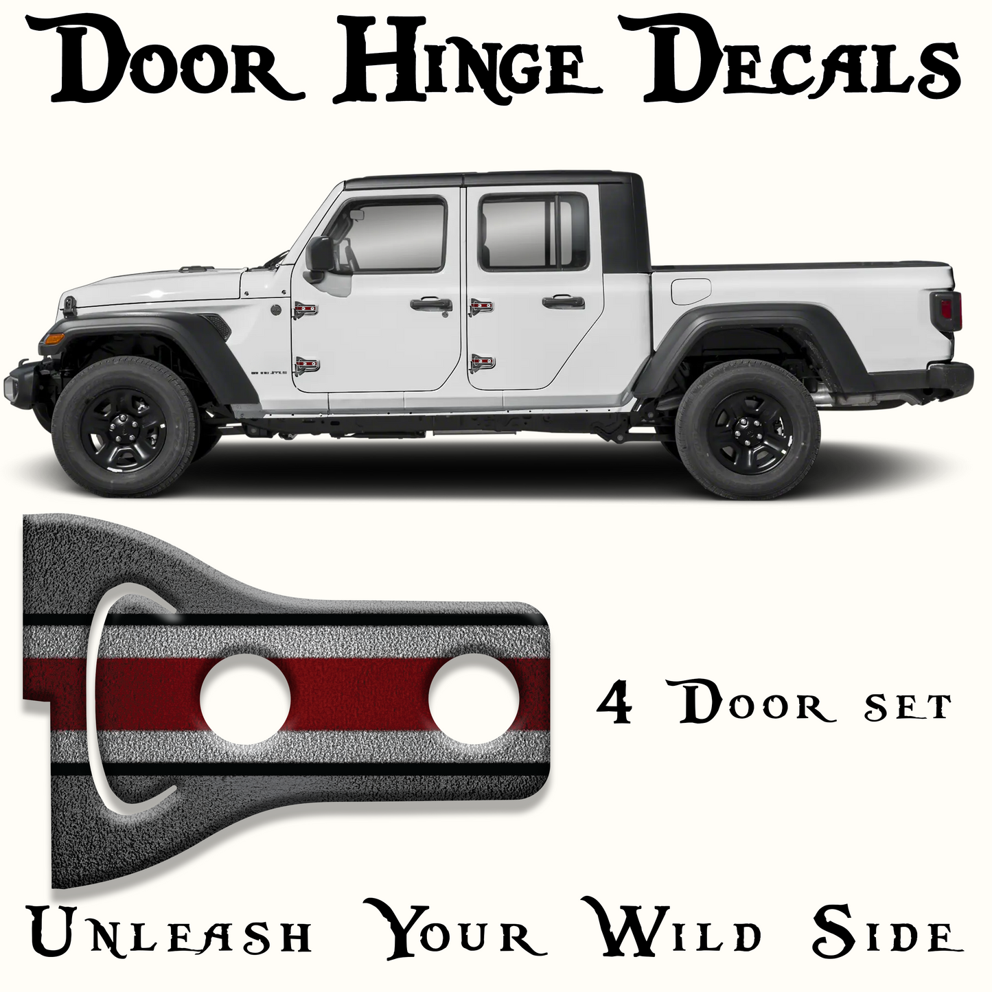Scarlet and gray print Door hinge decals 49