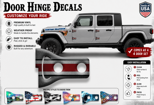 Scarlet and gray print Door hinge decals 49