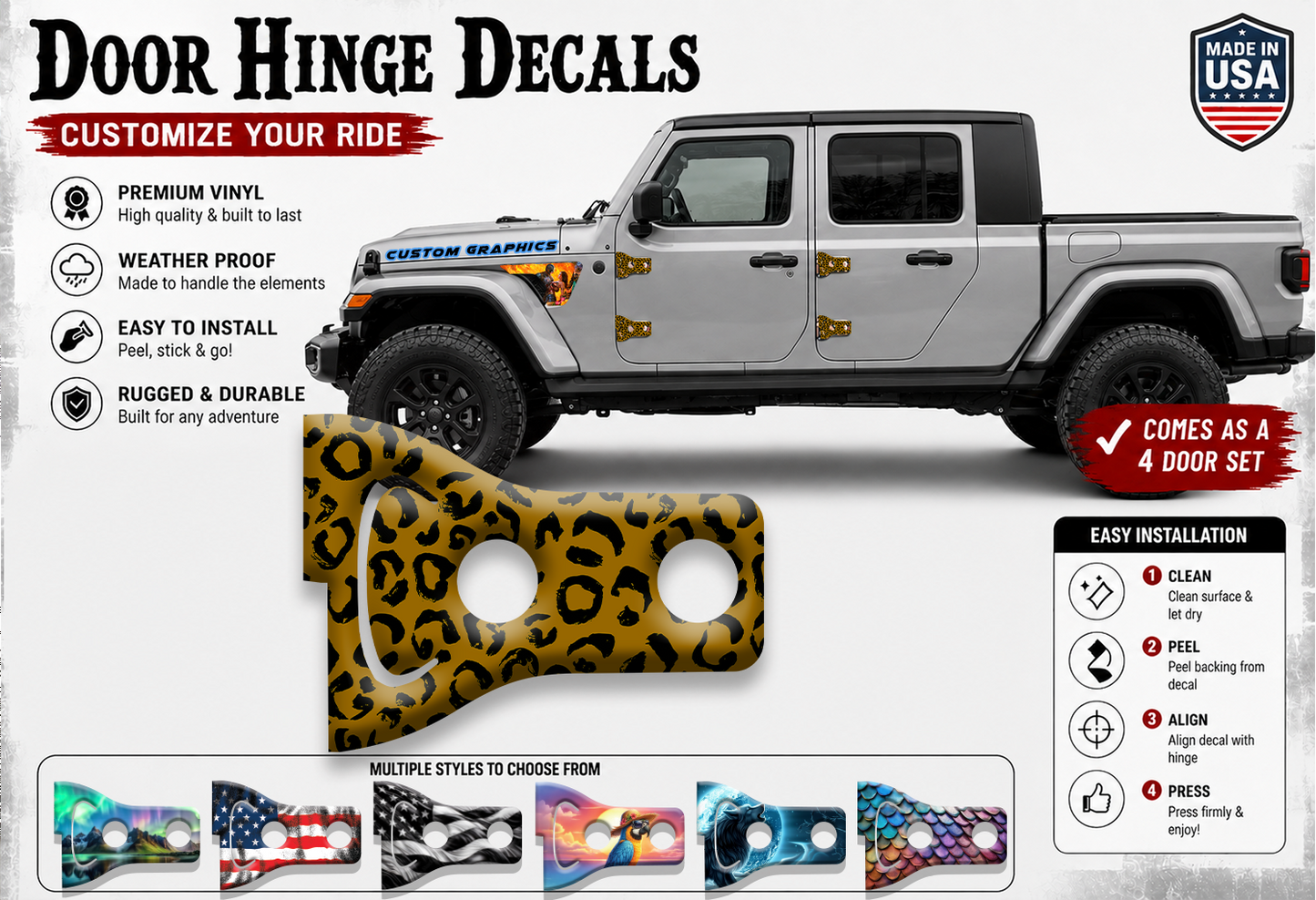 Leopard print Door hinge decals 72