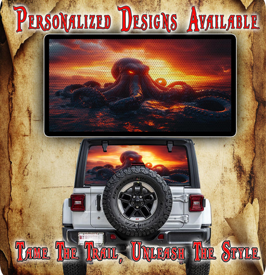 red Kraken rear window see through graphic.