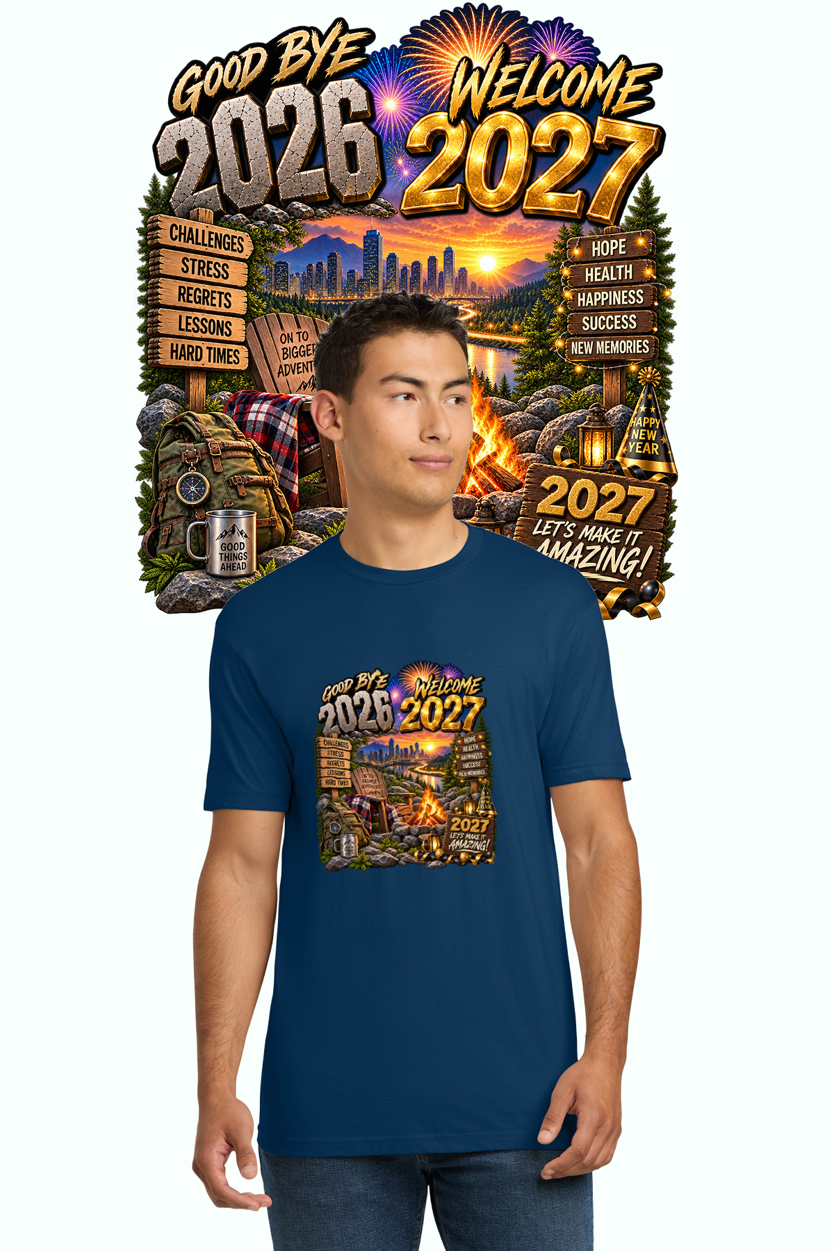 Goodbye 2026 Welcome 2027 New Year shirt in navy blue