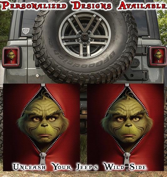 Zip me up grinch Taillight cover decal