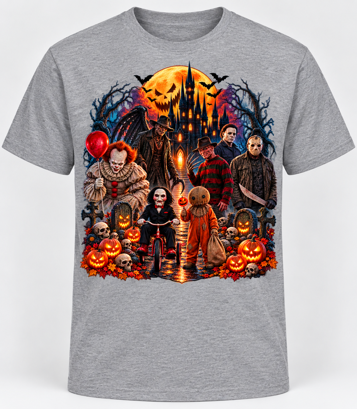 Halloween Horror Cast T-shirt in gray