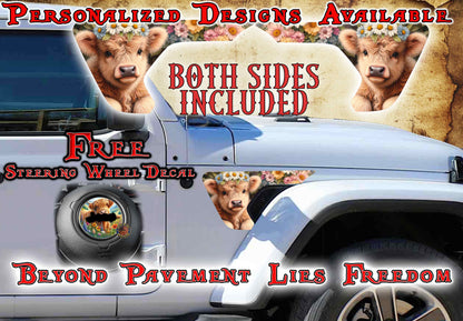 Highland cow fender vent decal for the JL or JT 2018 or newer