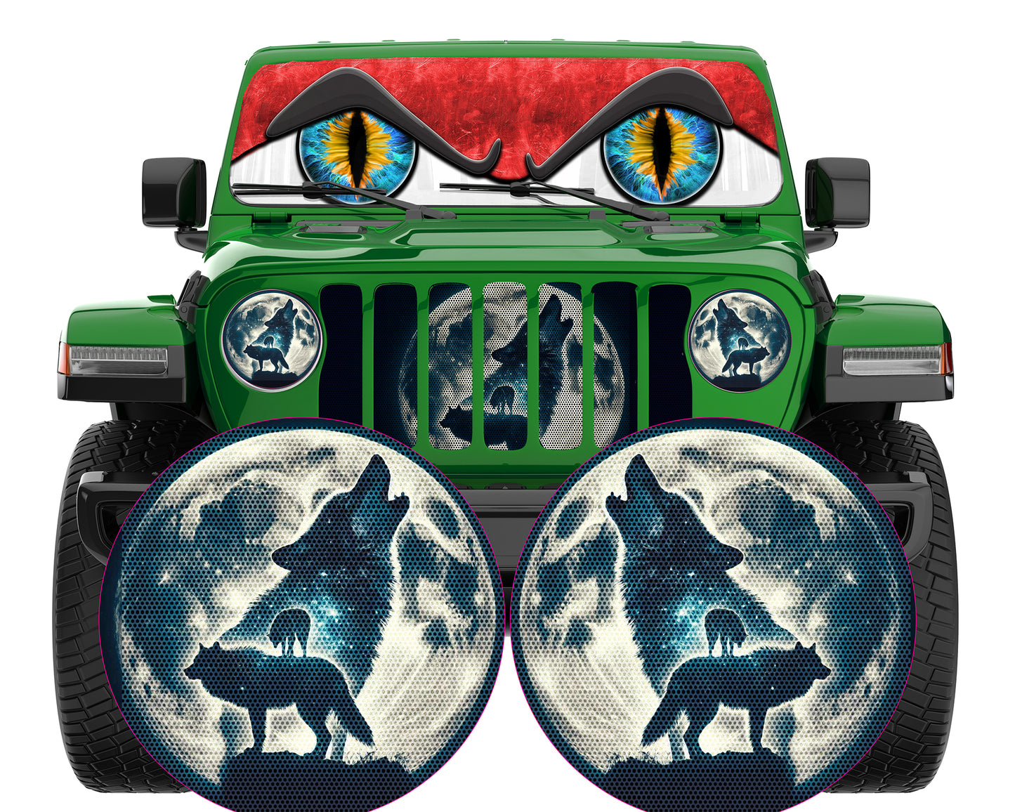 wolf and Moon headlight decal