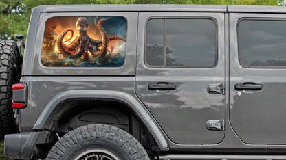 Rear quarter window see through graphic. Kraken WITH BOAT
