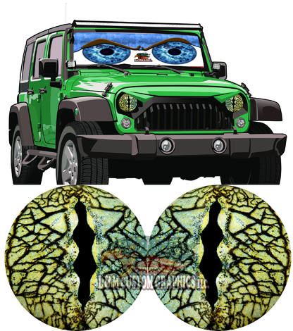 Green Lizard eyes headlight decals