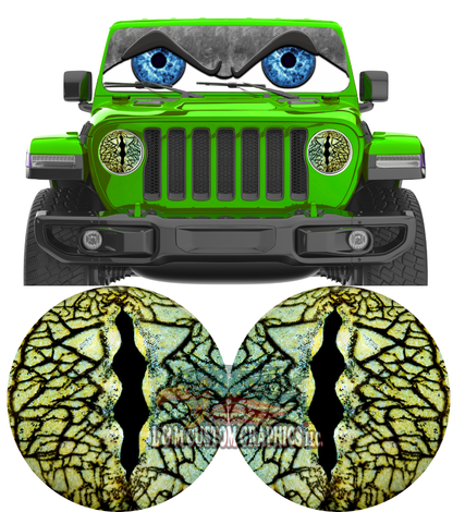 Green Lizard eyes headlight decals