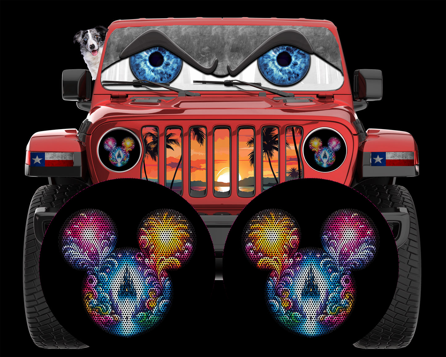 Mouse ears round headlight decals
