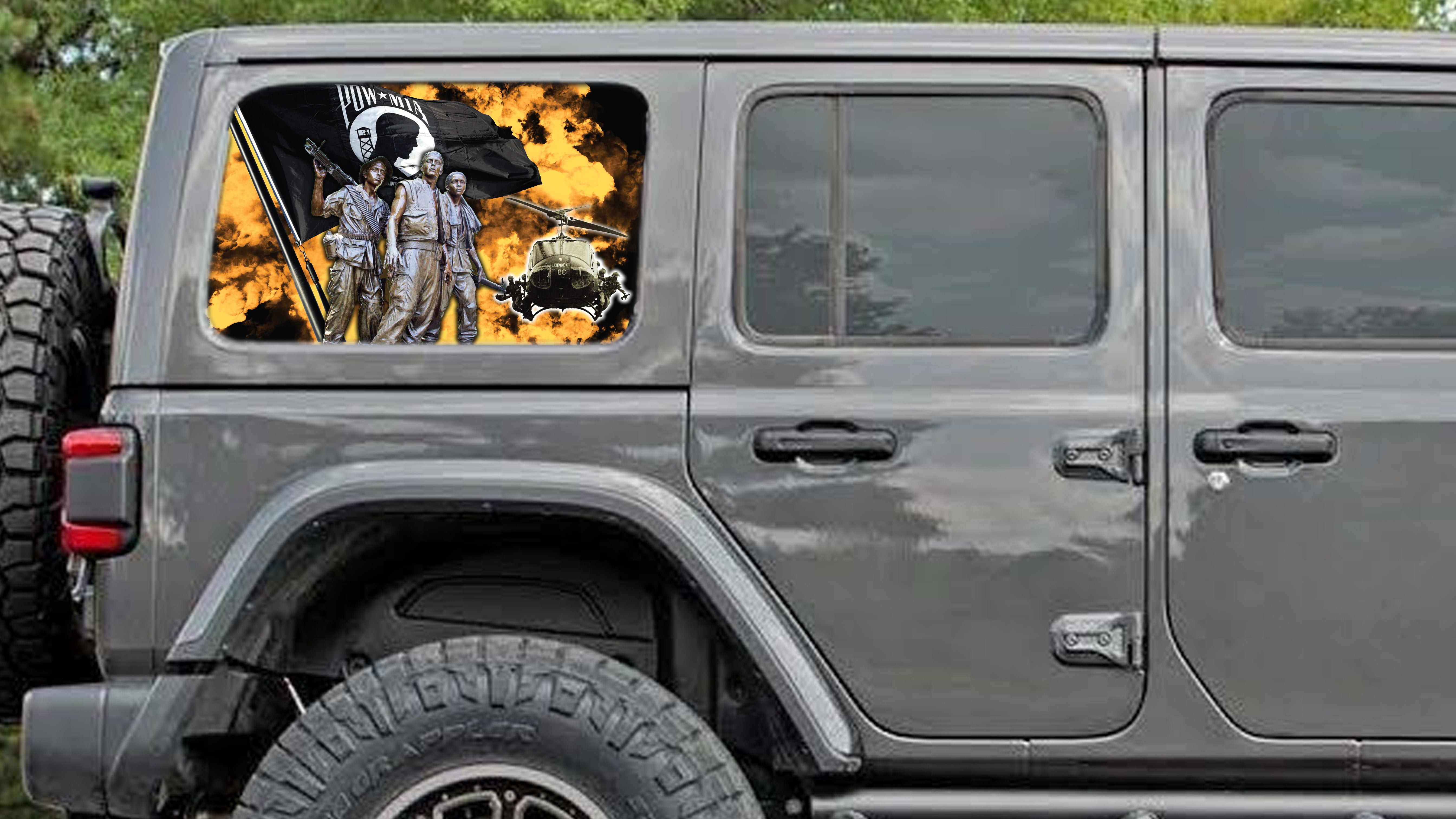 Rear quarter window see through graphic. Pow Mia – L & M custom ...