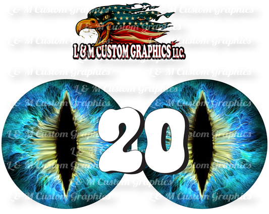 Blue and yellow cat eye decal