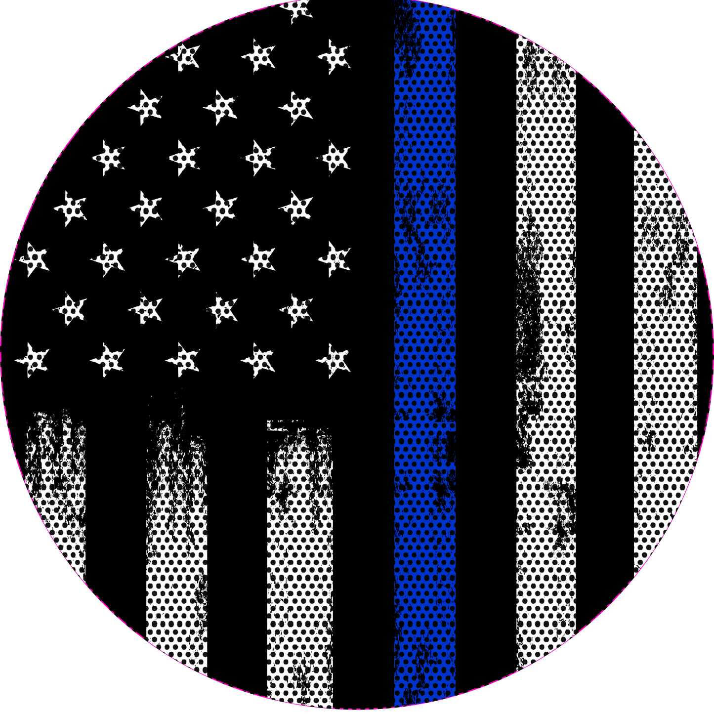 Black and white police American flag headlight decal