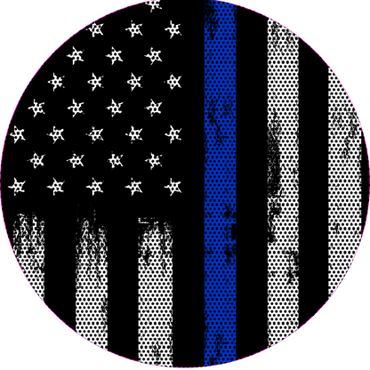 Black and white police American flag headlight decal