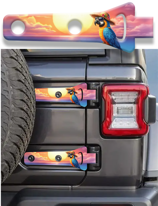 Rear gate hinge decal parrot sunset 79