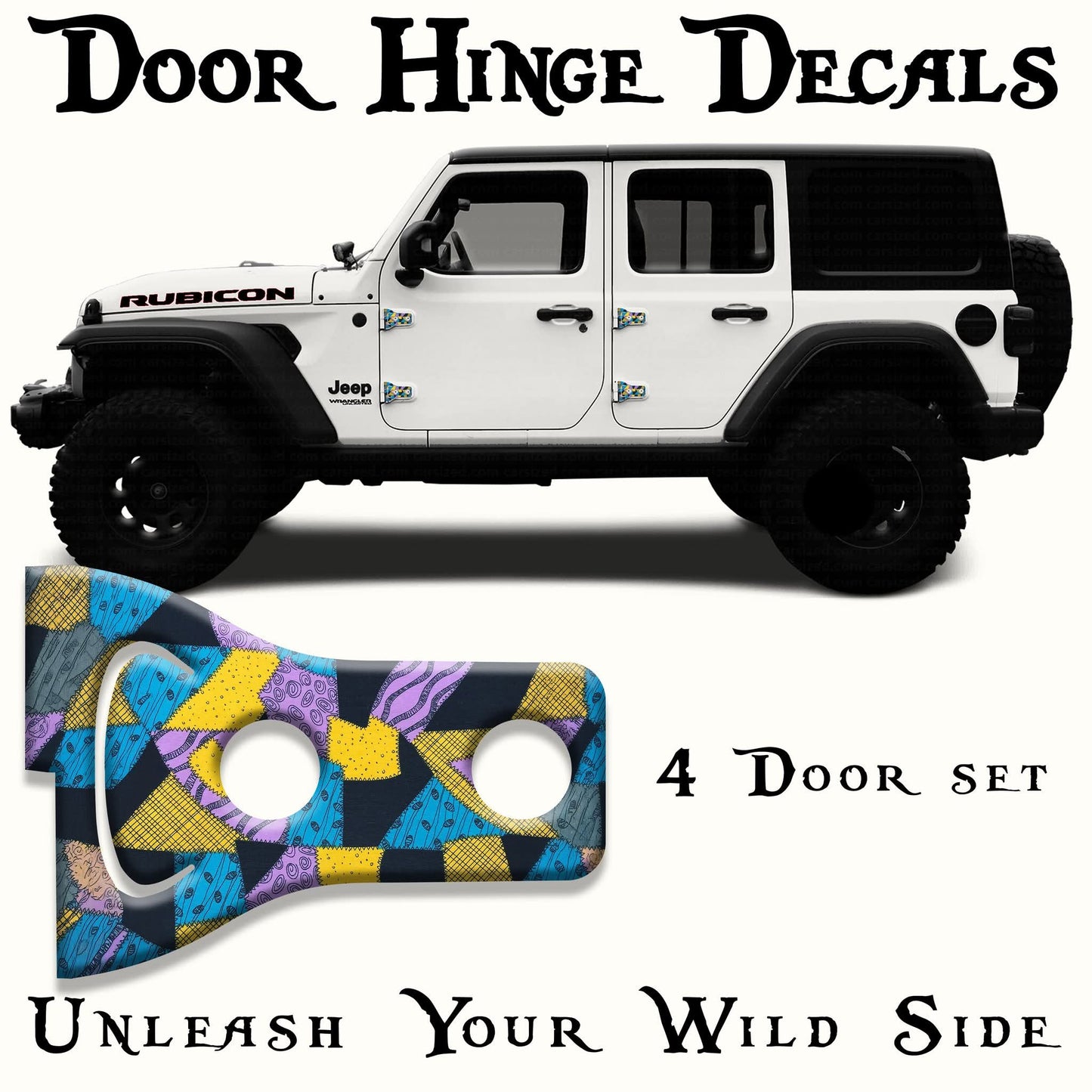 Sally dress pattern print Door hinge decals